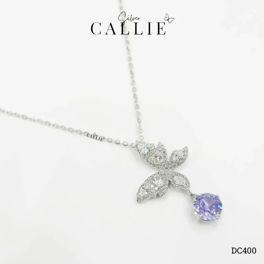 DC400 - Dây chuyền bạc Callie Silver bướm đá treo đá tím xi kim