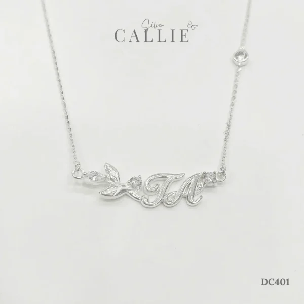 DC401 - Dây chuyền bạc thiết kế Callie Silver Mặt Tên Đính Đá Và Charm Đá Tròn