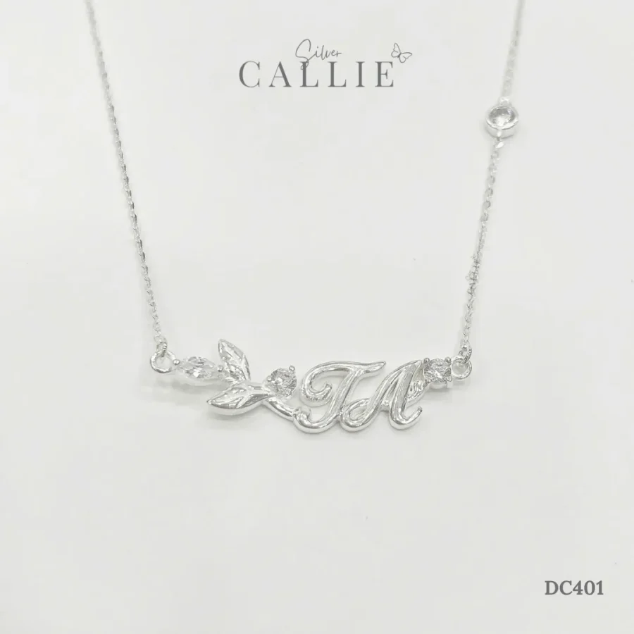 DC401 - Dây chuyền bạc thiết kế Callie Silver Mặt Tên Đính Đá Và Charm Đá Tròn