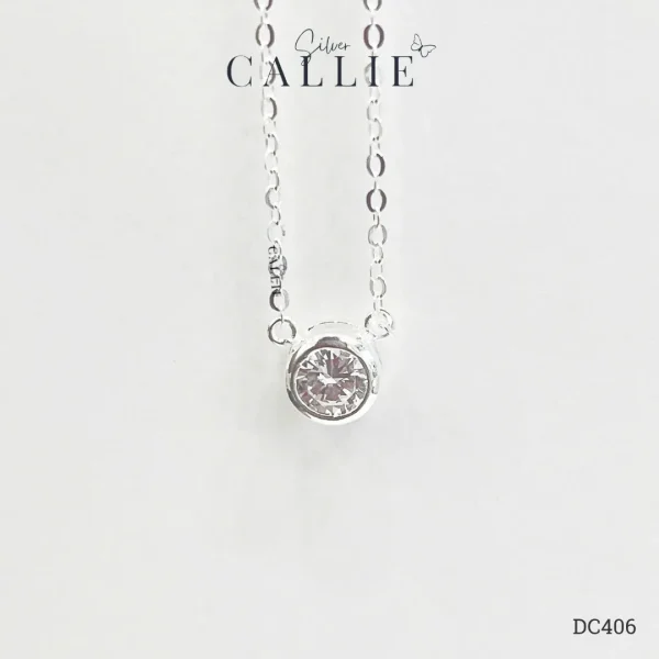 DC406 - Dây chuyền bạc Callie Silver 1 Viên Chủ 5li