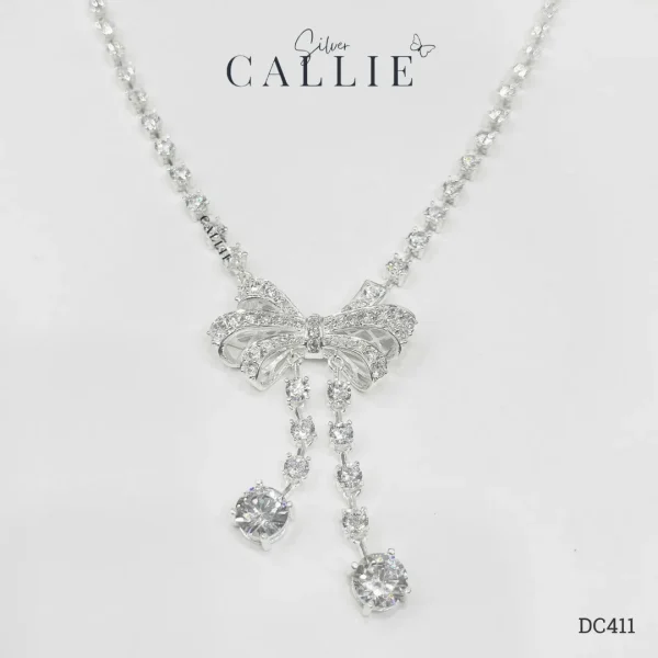DC411 - Dây Chuyền Bạc Callie Silver Cô Dâu Nơ Đá
