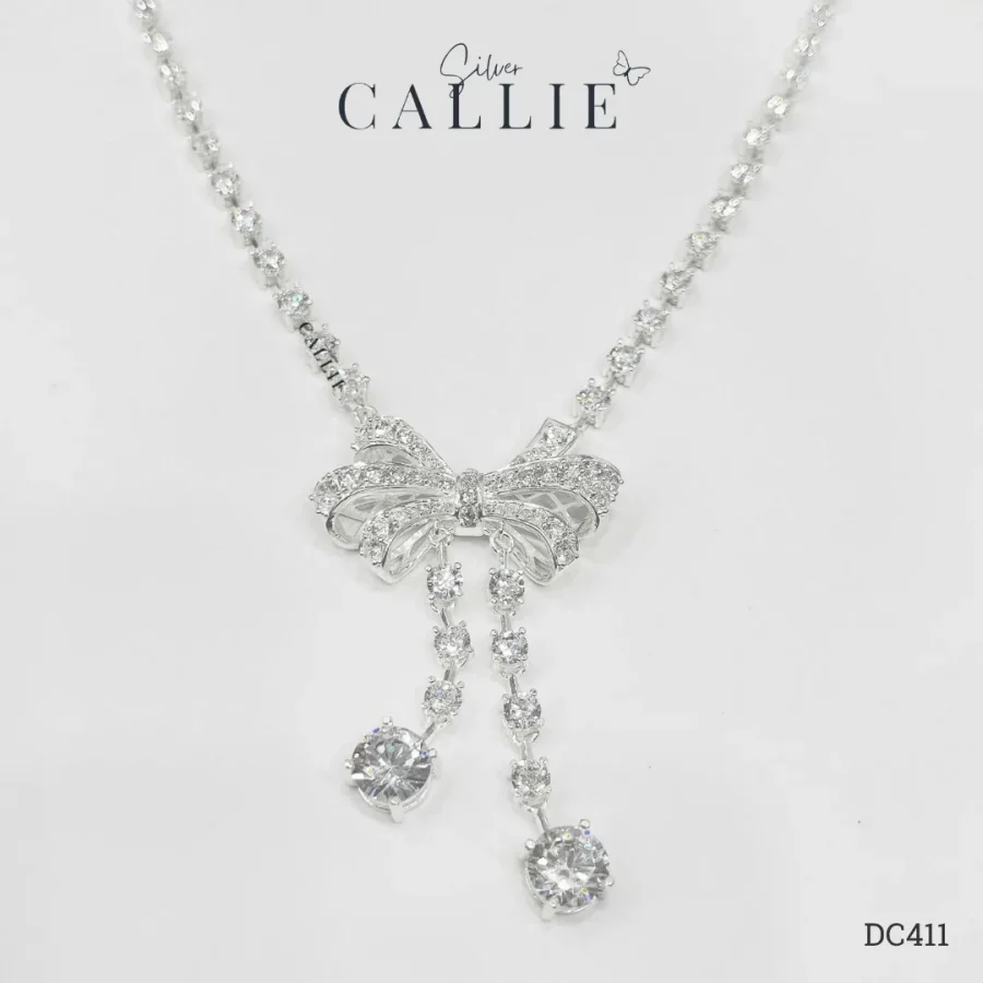 DC411 - Dây Chuyền Bạc Callie Silver Cô Dâu Nơ Đá