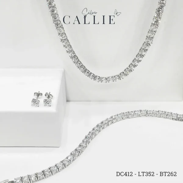 DC412 - LT352 - BT262: Bộ Trang Sức Bạc Callie Silver Cô Dâu Tennis