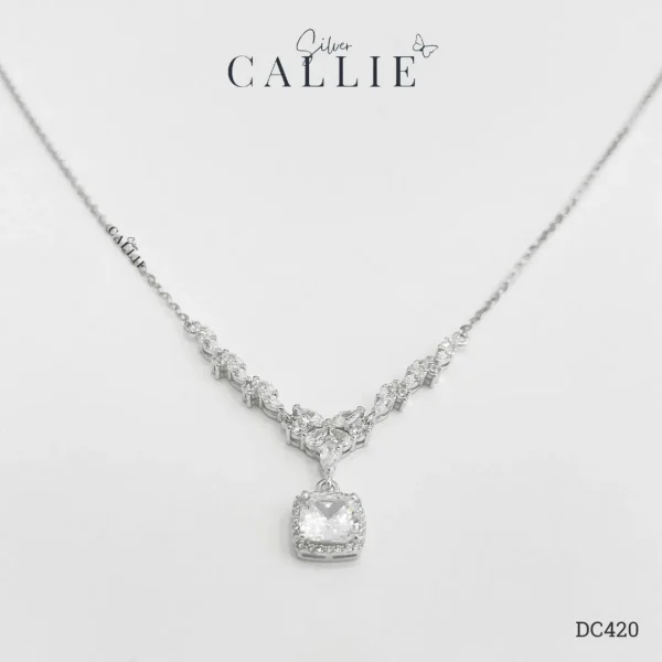 DC420 - Dây chuyền bạc Callie Silver Nguyệt Quế Mặt Vuông