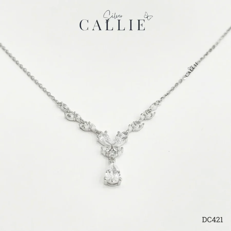 DC421 - Dây chuyền bạc Callie Silver Nguyệt Quế Mặt Giọt Nước