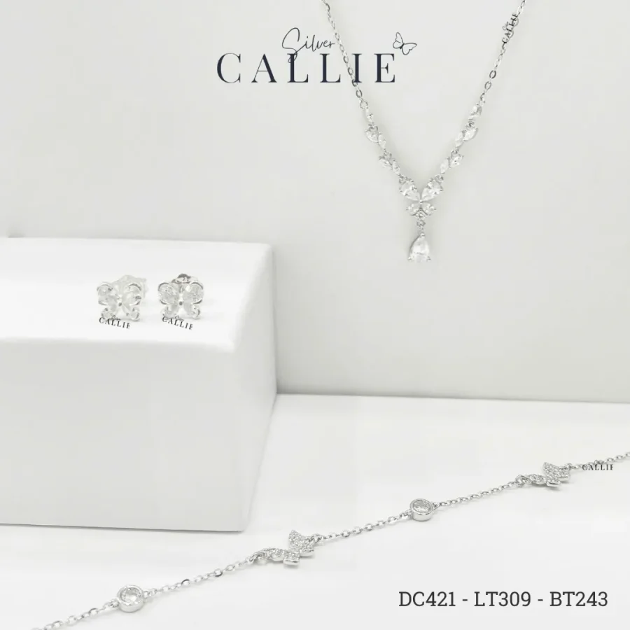 DC421 - LT309 - BT243: Bộ Trang Sức Bạc Callie Silver Bươm Bướm