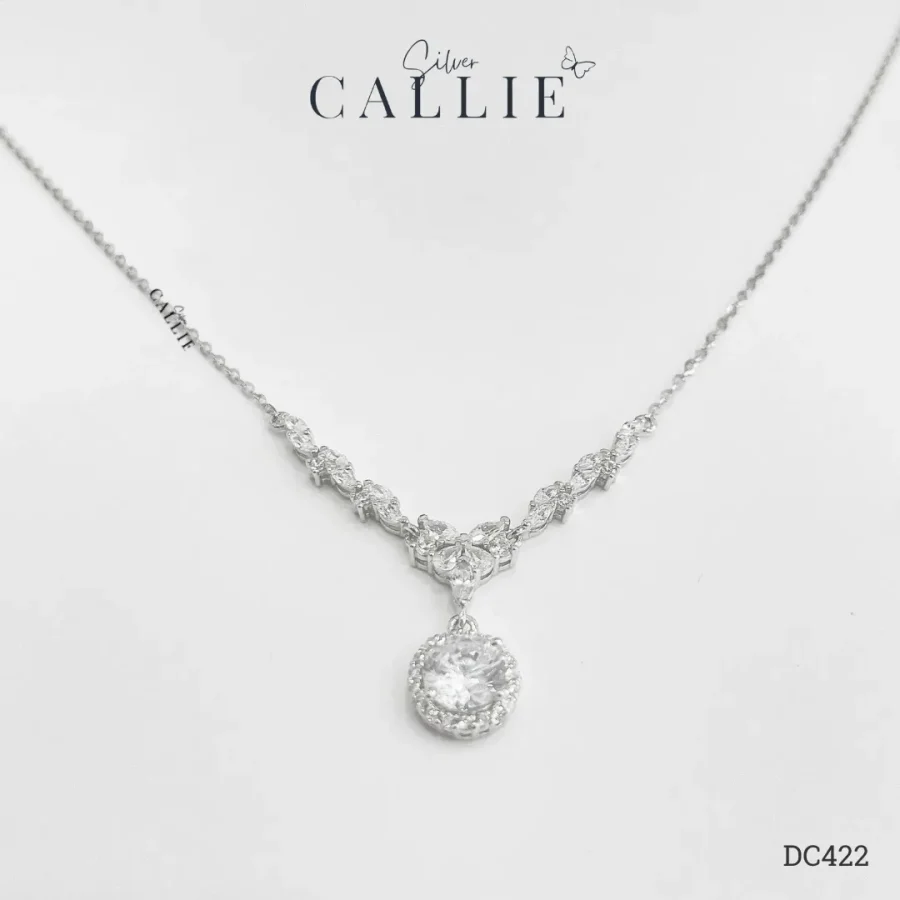 DC422 - Dây chuyền bạc Callie Silver Nguyệt Quế Mặt Tròn