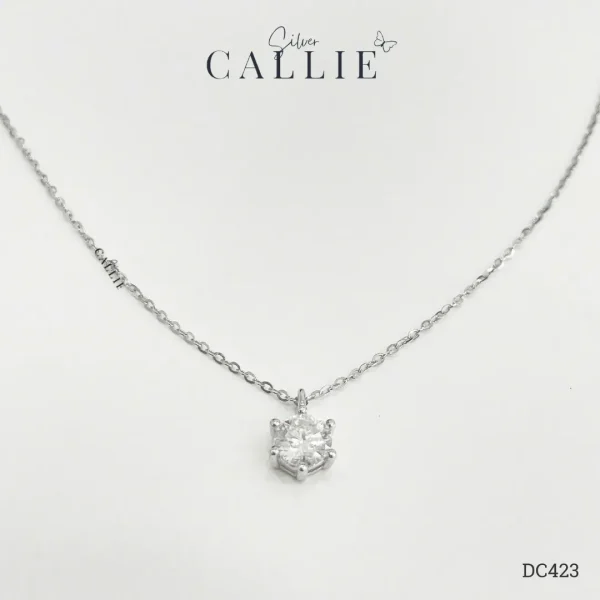 DC423 - Dây chuyền bạc Callie Silver 1 Viên Chủ Moissanite 6li3