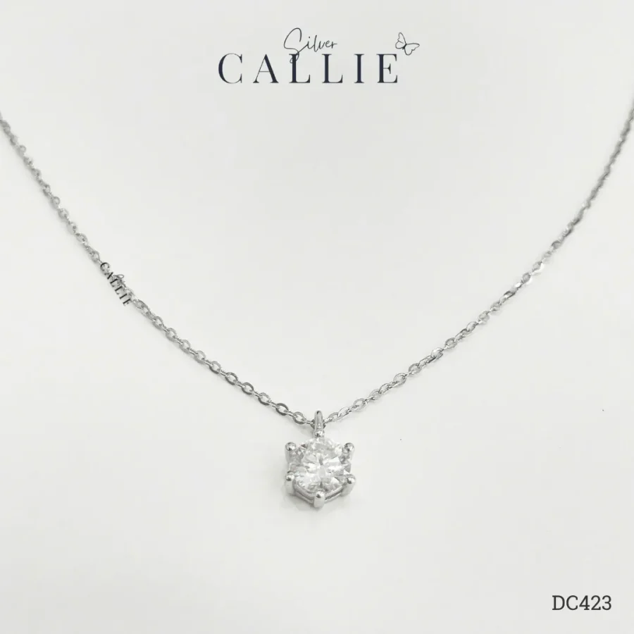 DC423 - Dây chuyền bạc Callie Silver 1 Viên Chủ Moissanite 6li3