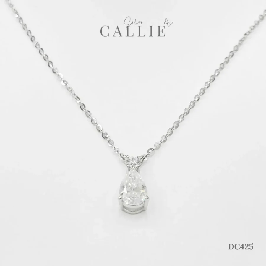 DC425 - Dây chuyền bạc Callie Silver xi kim giọt nước Moissanite