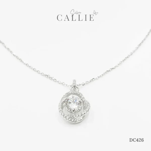 DC426 - Dây chuyền bạc Callie Silver xi kim hoa hồng đính đá