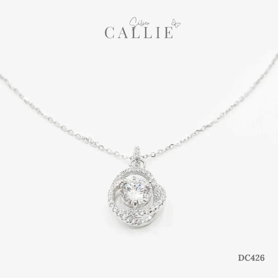 DC426 - Dây chuyền bạc Callie Silver xi kim hoa hồng đính đá