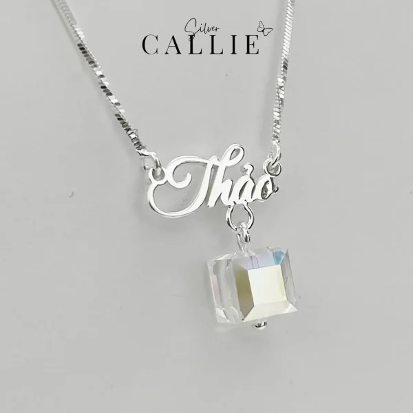 Dây Chuyền Thiết Kế Callie Silver Theo Tên Đính Đá Pha Lê