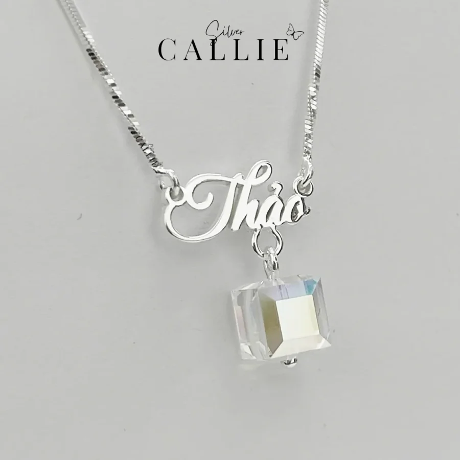 Dây Chuyền Thiết Kế Callie Silver Theo Tên Đính Đá Pha Lê