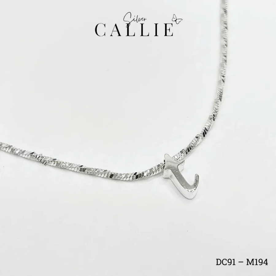 DC91 - M194: Dây Chuyền Thiết Kế Callie Silver Chữ T Xỏ Xuyên Dây Xoắn