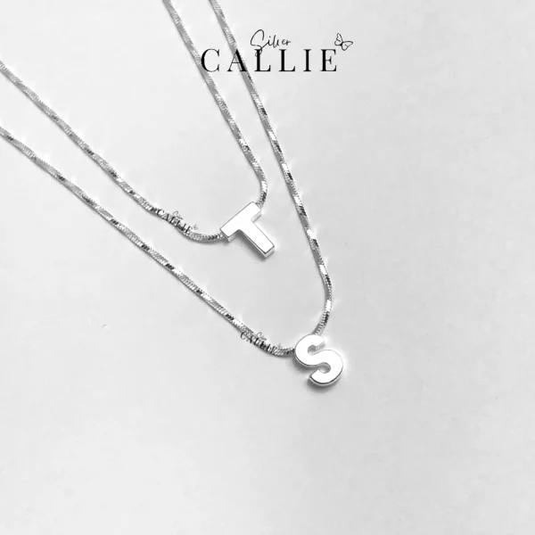 Dây Chuyền Bạc Đôi Thiết Kế Callie Silver Mặt Chữ Cái