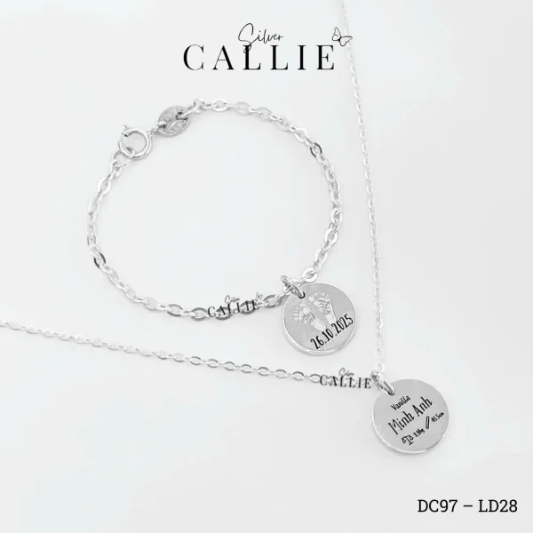 DC97 - LD28: Dây Chuyền Và Lắc Tay Bạc Thiết Kế Callie Silver Dấu Ấn Của Bé