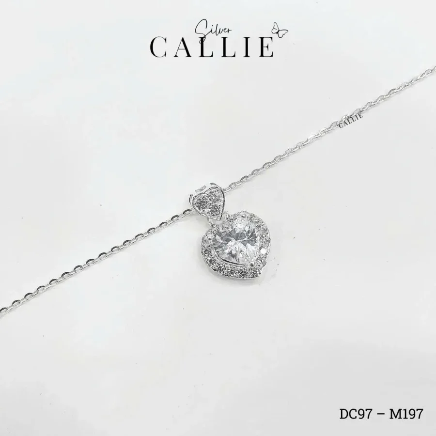 DC97 - M197: Dây chuyền bạc Callie Silver trái tim đính đá