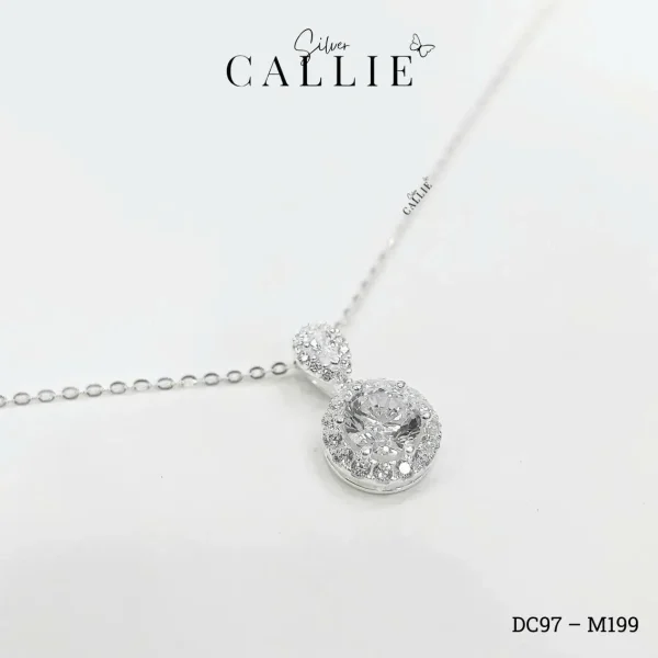 DC97 - M199: Dây chuyền bạc Callie Silver halo hoa đính đá