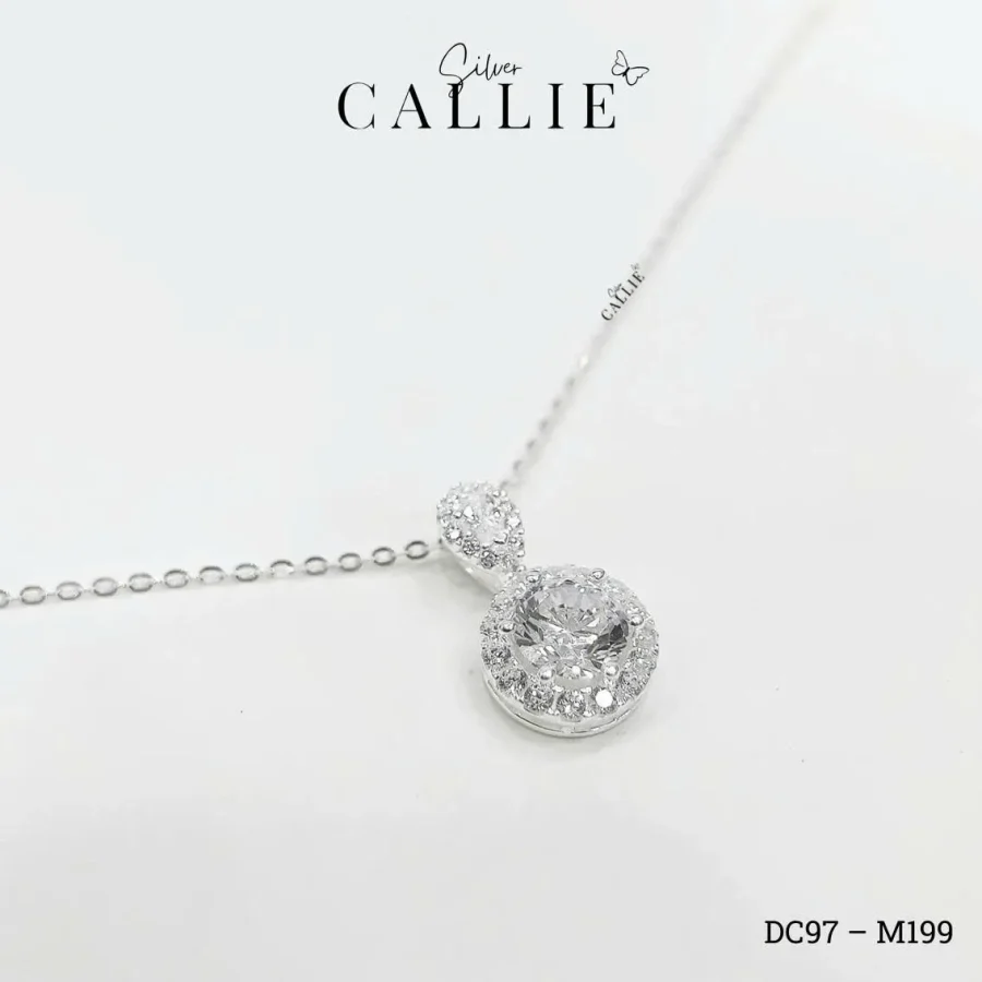 DC97 - M199: Dây chuyền bạc Callie Silver halo hoa đính đá