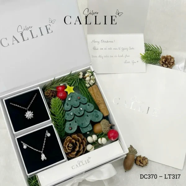 Bộ Quà Tặng Giáng Sinh Trang Sức Bạc Callie Silver Bông Tuyết và Nơ Đá