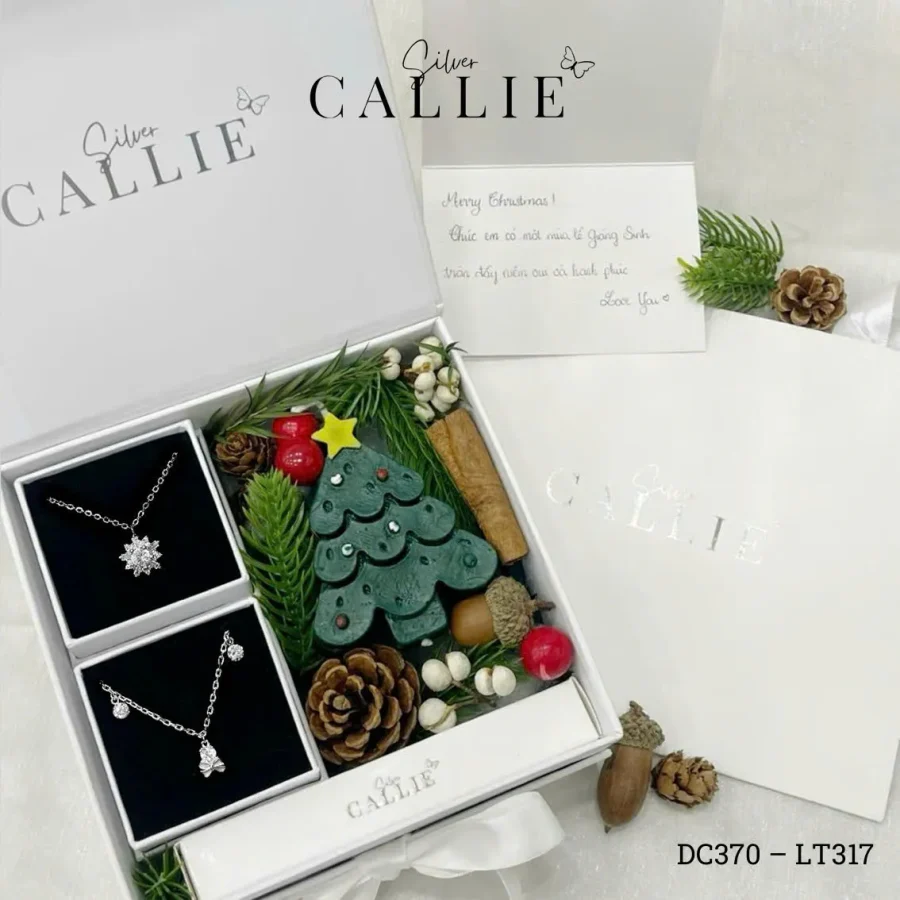 Bộ Quà Tặng Giáng Sinh Trang Sức Bạc Callie Silver Bông Tuyết và Nơ Đá