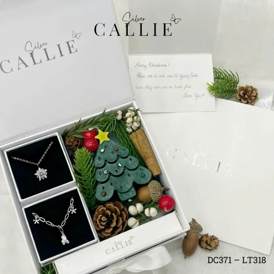 Bộ Quà Tặng Giáng Sinh Trang Sức Bạc Callie Silver Bông Tuyết và Nơ Hoa