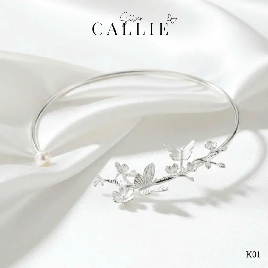 K01 - Kiềng bạc thiết kế Callie Silver Liên Hoa