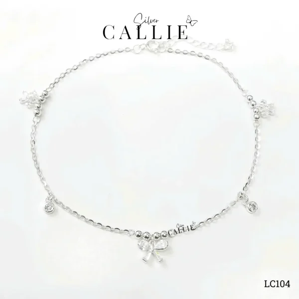 LC104 - Lắc chân bạc Callie Silver nơ đá và đá chấu bao