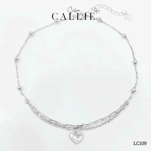 LC109 - Lắc chân bạc Callie Silver charm tim