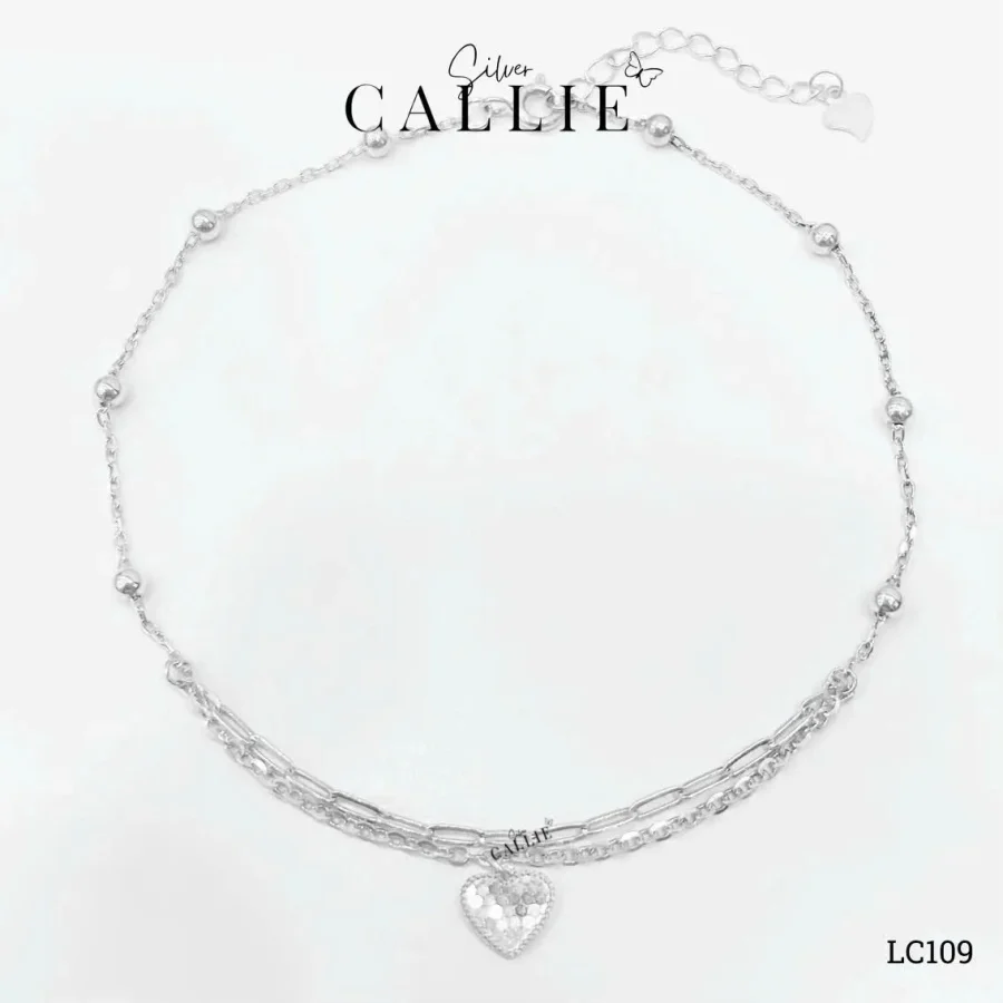 LC109 - Lắc chân bạc Callie Silver charm tim