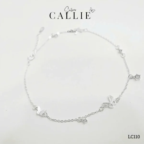 LC110 - Lắc chân bạc Callie Silver bướm và đá