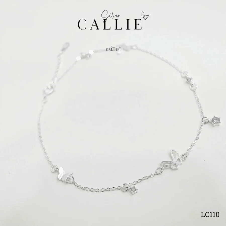LC110 - Lắc chân bạc Callie Silver bướm và đá