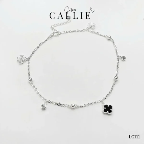 LC111 - Lắc chân bạc Callie Silver cỏ 4 lá