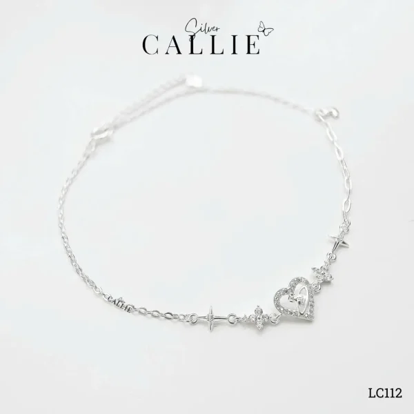 LC112 - Lắc chân bạc Callie Silver trái tim và sao