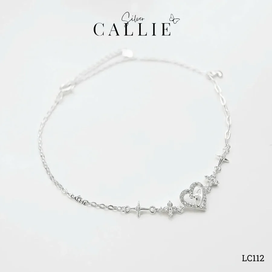 LC112 - Lắc chân bạc Callie Silver trái tim và sao