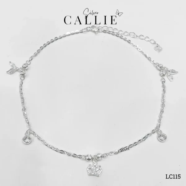 LC115 - Lắc chân bạc Callie Silver vương miện và đuôi cá