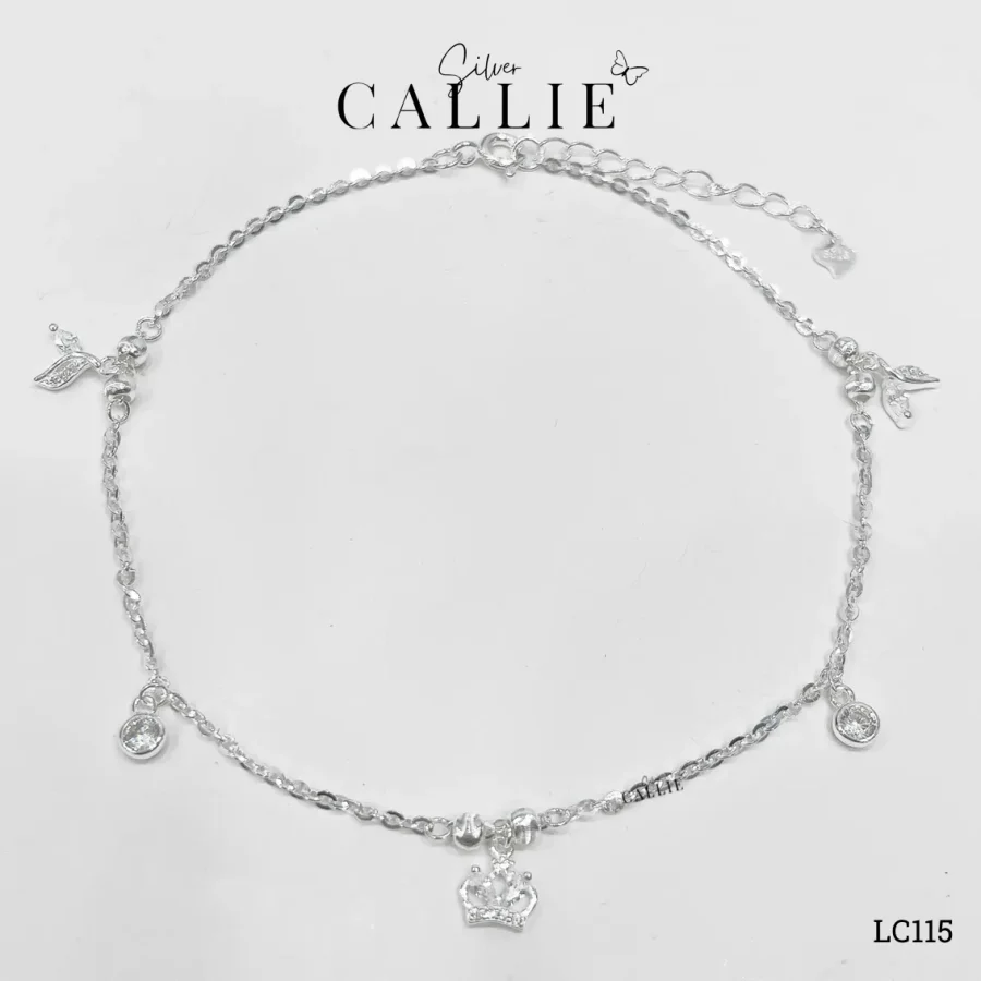 LC115 - Lắc chân bạc Callie Silver vương miện và đuôi cá