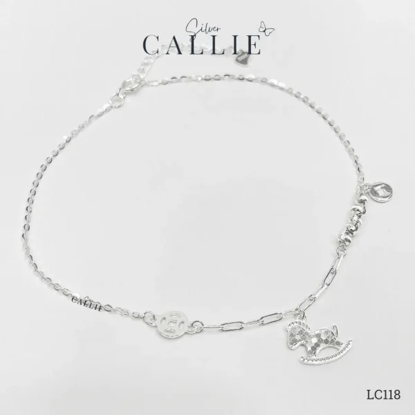 LC118 - Lắc chân bạc Callie Silver ngựa kim tiền