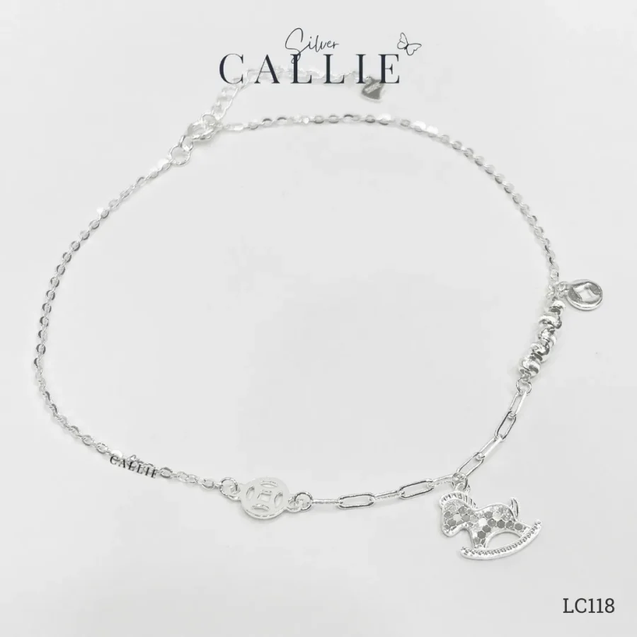 LC118 - Lắc chân bạc Callie Silver ngựa kim tiền