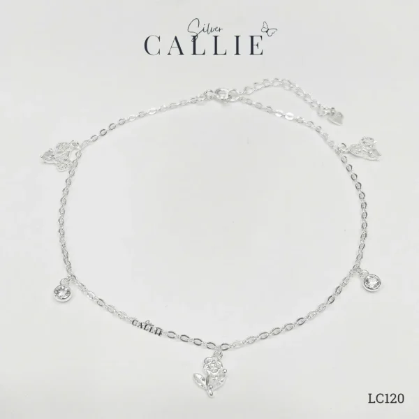 LC120 - Lắc Chân Bạc Callie Silver Hoa Và Cherry