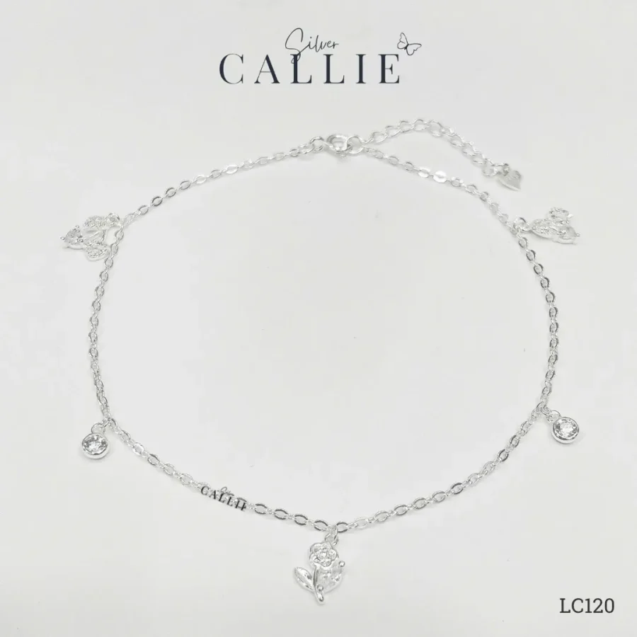 LC120 - Lắc Chân Bạc Callie Silver Hoa Và Cherry