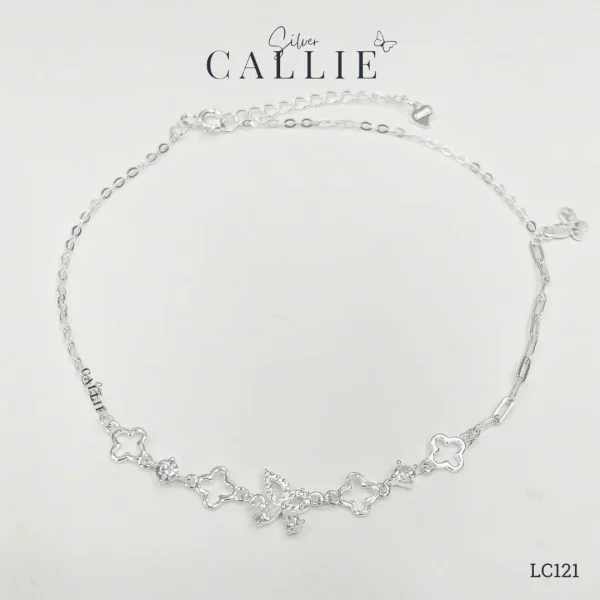 LC121 - Lắc Chân Bạc Callie Silver Cỏ 4 Lá Và Bướm