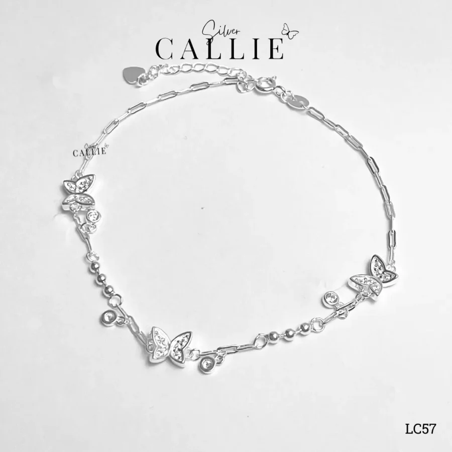 LC57 - Lắc chân bạc Callie Silver bướm đính đá