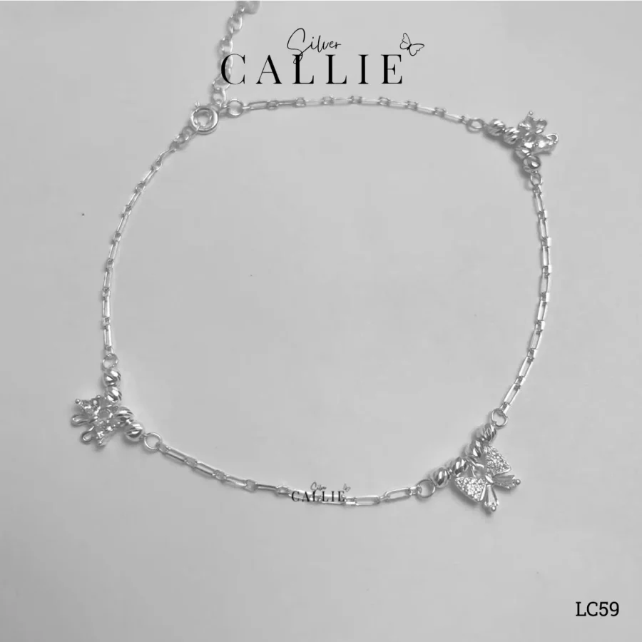 LC59 - Lắc chân bạc Callie Silver nơ