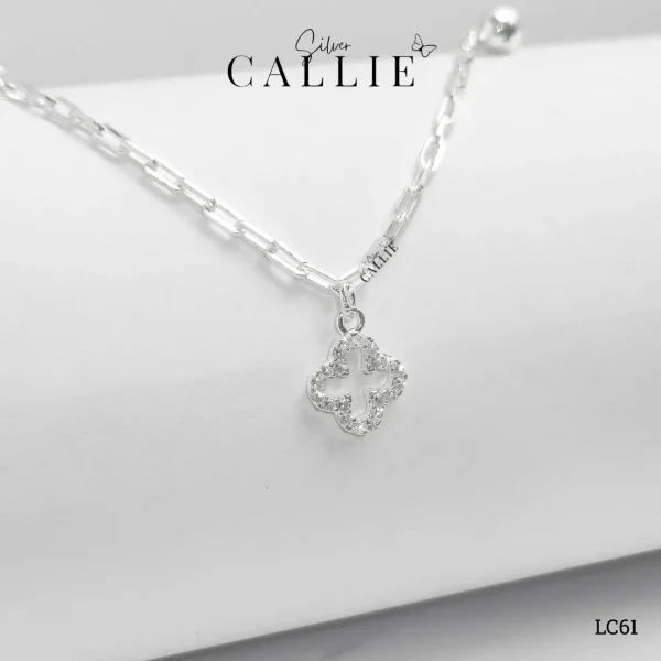 LC61 - Lắc chân bạc Callie Silver cỏ bốn lá và bi