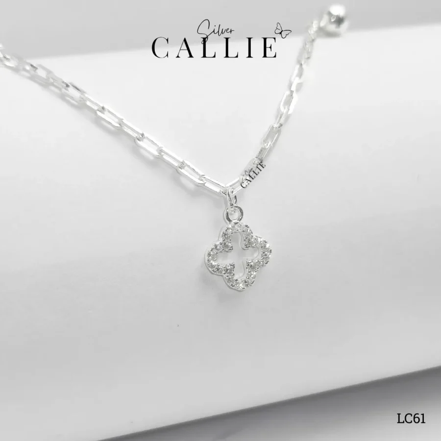 LC61 - Lắc chân bạc Callie Silver cỏ bốn lá và bi