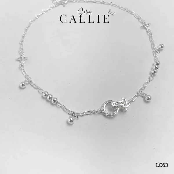 LC63 - Lắc chân bạc Callie Silver bi tòn ten
