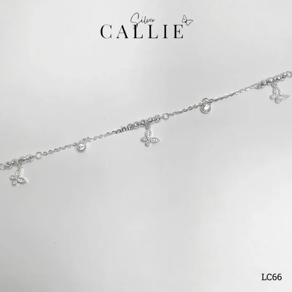LC66 - Lắc chân bạc Callie Silver bướm đính đá và bi