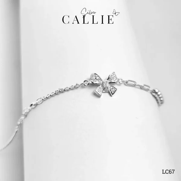 LC67 - Lắc tay bạc Callie Silver nơ đính đá và bi